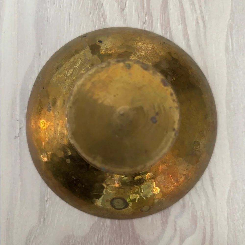 Vintage Hammered‎ Brass Candleholder,